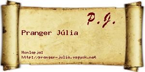 Pranger Júlia névjegykártya